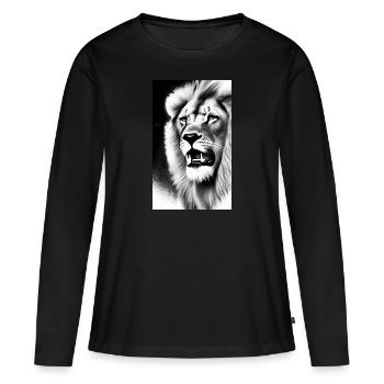 Lion noir et blanc - T-shirt manches longues Premium bio Femme - noir - Devant - Julia (174cm)