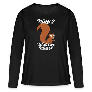 Eichhörnchen Nüsse Nuss Spruch Geschenk - Frauen Premium Bio Langarmshirt - Schwarz - Vorne - Julia (174cm)
