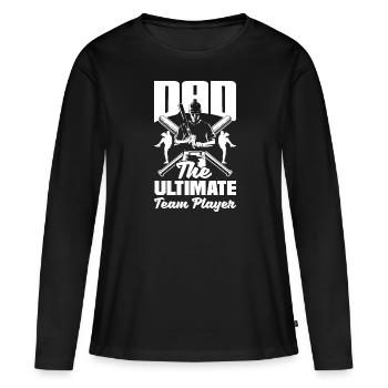 Dad The Ultimate Teamplayer Fathers Day Baseball - Frauen Premium Bio Langarmshirt - Schwarz - Vorne - Julia (174cm)