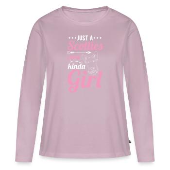 Terrier écossais Scottie Chien - T-shirt manches longues Premium bio Femme - rose poudré - Devant - Julia (174cm)