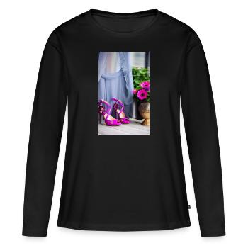 Talons hauts roses - T-shirt manches longues Premium bio Femme - noir - Devant - Julia (174cm)