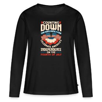 Je peux célébrer l’indépendance de l’Amérique sur le - T-shirt manches longues Premium bio Femme - noir - Devant - Julia (174cm)