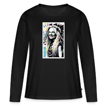 trendy girl - joyful - Frauen Premium Bio Langarmshirt - Schwarz - Vorne - Julia (174cm)