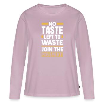 Pas de goût à perdre : rejoignez le mouvement ! - T-shirt manches longues Premium bio Femme - rose poudré - Devant - Julia (174cm)