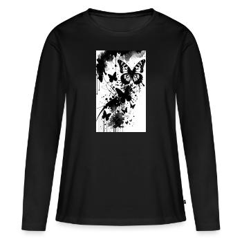 Adorable papillon - T-shirt manches longues Premium bio Femme - noir - Devant - Julia (174cm)
