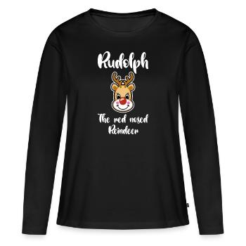 Rudolph - Frauen Premium Bio Langarmshirt - Schwarz - Vorne - Julia (174cm)
