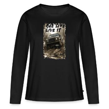 4x4 Offroad Land Onle Life Live It Rover Defender - T-shirt manches longues Premium bio Femme - noir - Devant - Julia (174cm)