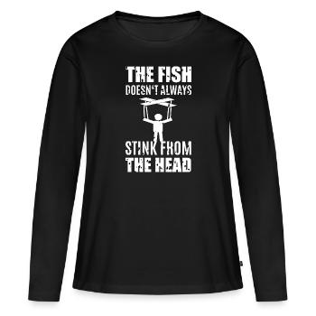 Le poisson pue - T-shirt manches longues Premium bio Femme - noir - Devant - Julia (174cm)