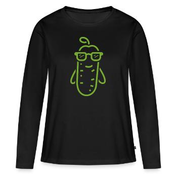 Cornichon - T-shirt manches longues Premium bio Femme - noir - Devant - Julia (174cm)