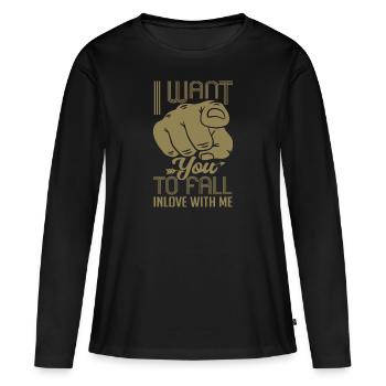Index finger I want you to fall in love - Women's Premium Organic Long Sleeve Shirt - black - Front - Julia (174cm)