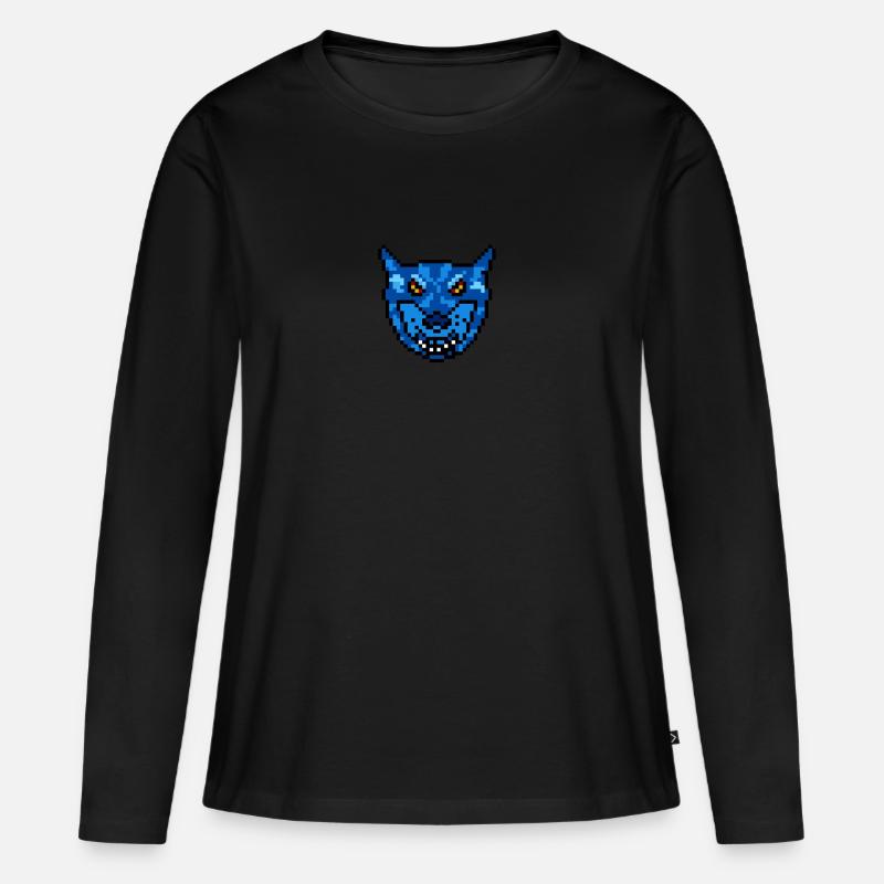 Blauer Wolf - Frauen Premium Bio Langarmshirt - Schwarz