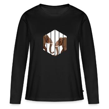 Elefant Dickhäuter Afrika Safari - Frauen Premium Bio Langarmshirt - Schwarz - Vorne - Julia (174cm)