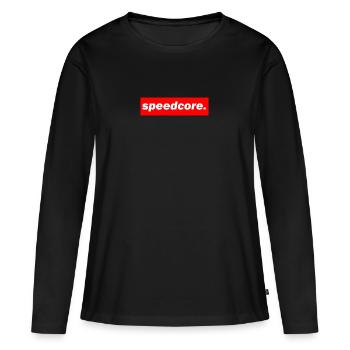 techno mischpult red bass bpm speedcore - Frauen Premium Bio Langarmshirt - Schwarz - Vorne - Julia (174cm)