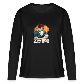 Zeus prépare du café artisanal ! - T-shirt manches longues Premium bio Femme - noir - Devant - Julia (174cm)