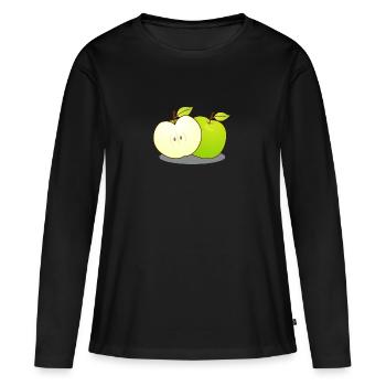 Äpfel - Frauen Premium Bio Langarmshirt - Schwarz - Vorne - Julia (174cm)
