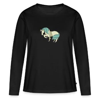 poney - T-shirt manches longues Premium bio Femme - noir - Devant - Julia (174cm)