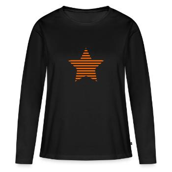 STERN. STERNE. STERN. STERNE. FEST. JAHRESTAG - Frauen Premium Bio Langarmshirt - Schwarz - Vorne - Julia (174cm)