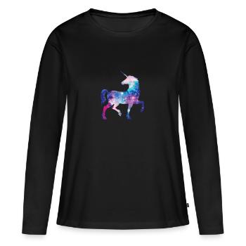 Einhorn Galaxie - Frauen Premium Bio Langarmshirt - Schwarz - Vorne - Julia (174cm)