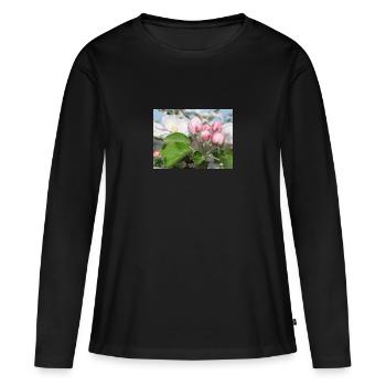Branches de pommiers en fleurs Printemps Été - T-shirt manches longues Premium bio Femme - noir - Devant - Julia (174cm)