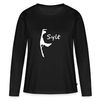 Sylt - T-shirt manches longues Premium bio Femme - noir - Devant - Julia (174cm)