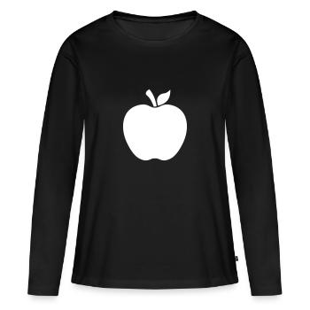 Apfel - Frauen Premium Bio Langarmshirt - Schwarz - Vorne - Julia (174cm)