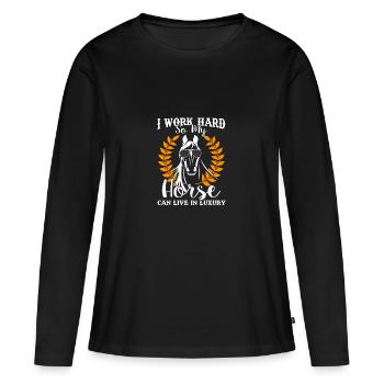 T-shirt drôle de cheval de poison de vie de luxe - T-shirt manches longues Premium bio Femme - noir - Devant - Julia (174cm)