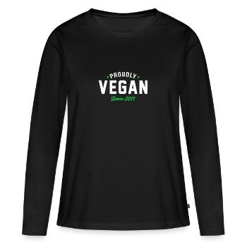 fierté végétalien depuis 2011 végétalien fier - T-shirt manches longues Premium bio Femme - noir - Devant - Julia (174cm)