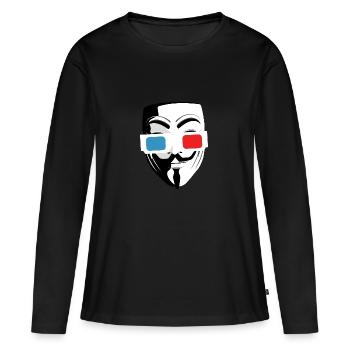 3D-Kino Brille Maske - Frauen Premium Bio Langarmshirt - Schwarz - Vorne - Julia (174cm)