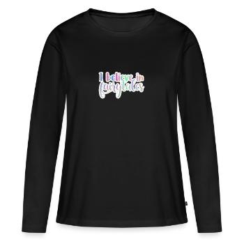 Mythe: Je crois en Fairytales - T-shirt manches longues Premium bio Femme - noir - Devant - Julia (174cm)