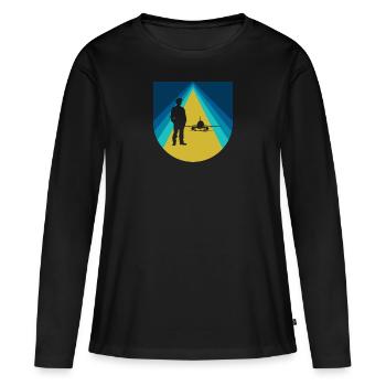 Hôtesse de l’air Trafic aérien - T-shirt manches longues Premium bio Femme - noir - Devant - Julia (174cm)