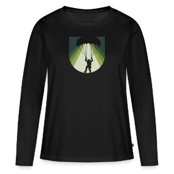 Fallschirmspringen Adrenalin Fallschirm - Frauen Premium Bio Langarmshirt - Schwarz - Vorne - Julia (174cm)