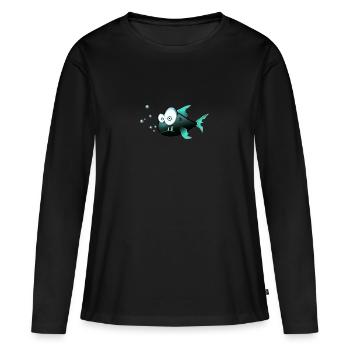 poisson - T-shirt manches longues Premium bio Femme - noir - Devant - Julia (174cm)