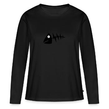Fischgräte / Fischkopf / Fischkopp / fish bone - Frauen Premium Bio Langarmshirt - Schwarz - Vorne - Julia (174cm)