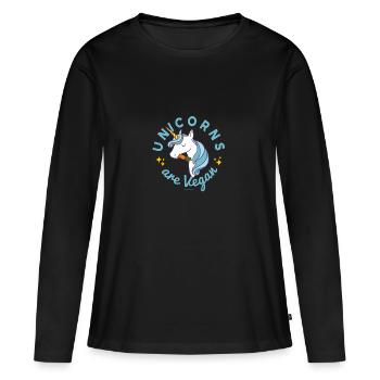Unicorn T-shirt - Unicorns are Vegan (Blue Magic) - Women's Premium Organic Long Sleeve Shirt - black - Front - Julia (174cm)
