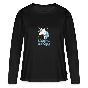 Unicorn T-shirt - Unicorns are Vegan (Blue) - Women's Premium Organic Long Sleeve Shirt - black - Front - Julia (174cm)