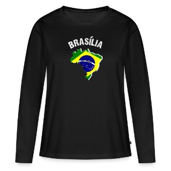 Brésil - T-shirt manches longues Premium bio Femme - noir - Devant - Julia (174cm)