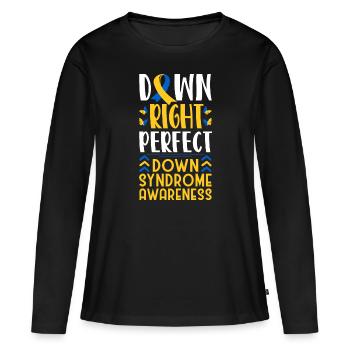 Down Syndrome Awareness Month Down - Frauen Premium Bio Langarmshirt - Schwarz - Vorne - Julia (174cm)
