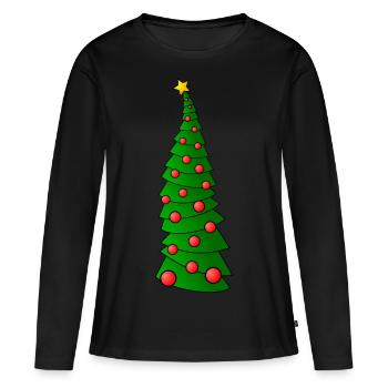 Weihnachtspullover - Weihnachtsbaum - Frauen Premium Bio Langarmshirt - Schwarz - Vorne - Julia (174cm)