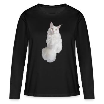 Maine coon weiß - Frauen Premium Bio Langarmshirt - Schwarz - Vorne - Julia (174cm)