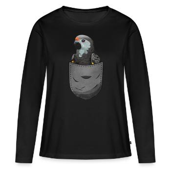 Cadeau de perroquet gris africain - T-shirt manches longues Premium bio Femme - noir - Devant - Julia (174cm)