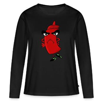 M. Ketchup en colère - T-shirt manches longues Premium bio Femme - noir - Devant - Julia (174cm)