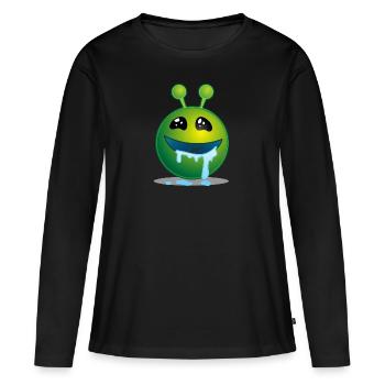 monstre vert - T-shirt manches longues Premium bio Femme - noir - Devant - Julia (174cm)