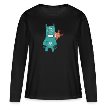Hallowee n581 - Women's Premium Organic Long Sleeve Shirt - black - Front - Julia (174cm)