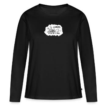 Landing - Women's Premium Organic Long Sleeve Shirt - black - Front - Julia (174cm)