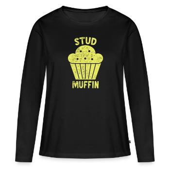 Stud Muffin - Women's Premium Organic Long Sleeve Shirt - black - Front - Julia (174cm)