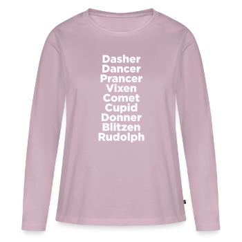 Noms de rennes - T-shirt manches longues Premium bio Femme - rose poudré - Devant - Julia (174cm)