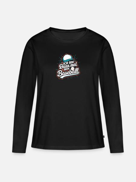 Ich bin beim Baseball Fanartikel Shirt Cap - Frauen Premium Bio Langarmshirt - Schwarz