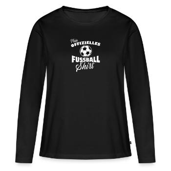 Retro-Fußball-Shirt | Unikat | Fan | Geschenk - Frauen Premium Bio Langarmshirt - Schwarz - Vorne - Julia (174cm)