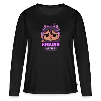 Kawaii - T-shirt manches longues Premium bio Femme - noir - Devant - Julia (174cm)