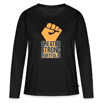 Création d’un portefeuille solide - T-shirt manches longues Premium bio Femme - noir - Devant - Julia (174cm)